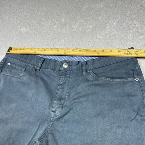 Peter Millar Chino Pants Mens Size 36 Blue Green Straight Leg Golf Solid Work - Picture 5 of 11